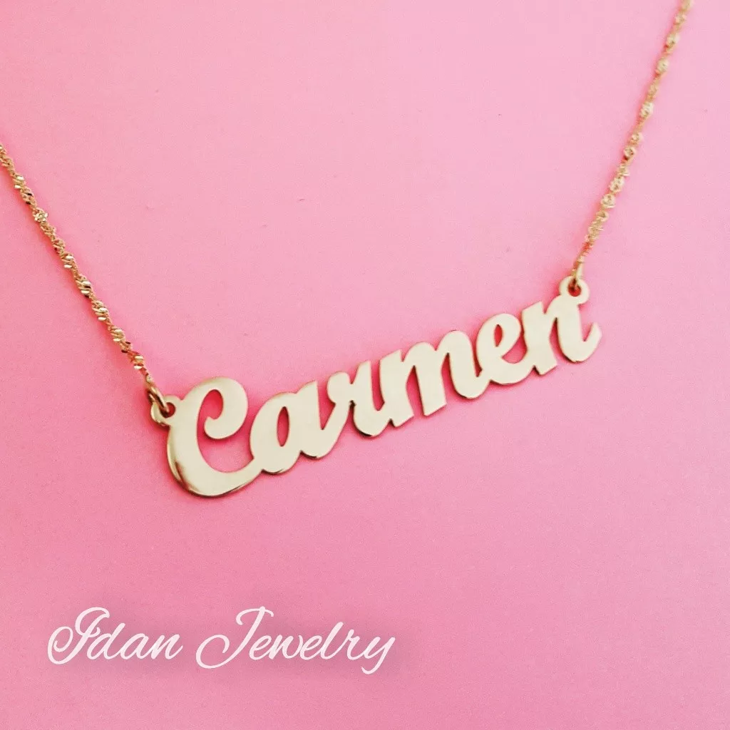 Personalized Necklace 14K Solid Yellow Gold Order Any Name Necklace 14 carat