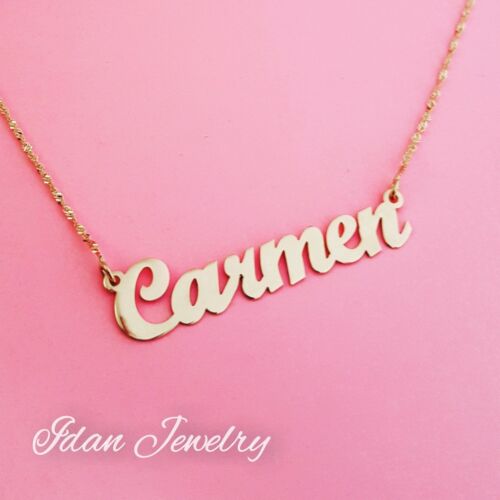 Solid Gold Chain Any Name Necklace 14k Pure Gold Real 14k - Picture 1 of 10