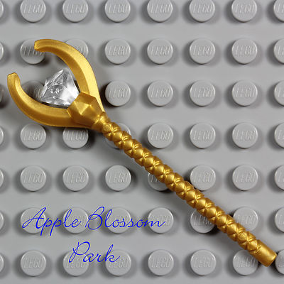 NEW Lego Pharaoh Quest GOLD STAFF - Mummy Minifig Weapon w/Trans Clear Jewel Gem