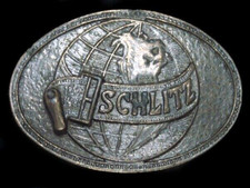 TF13163 VINTAGE 1970s SCHLITZ BEER ADVERTISEMENT BELT BUCKLE