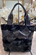 Roberta Gandolfi Black Mink Fur & Leather Handbag Euc! Made In Italy, Msrp $300