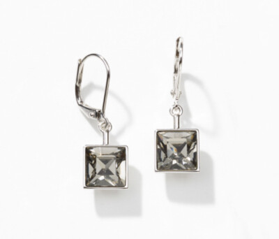  Touchstone Crystal by Swarovski Rhodium Earrings Black 1  New Condition