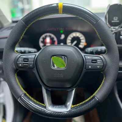 Carbon Fiber TOP Leather Car Steering Wheel Cover for Honda Civic 11th CR-V XR-V