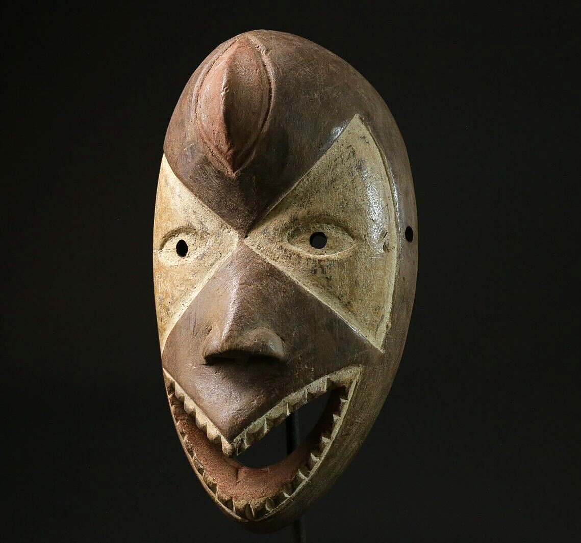 Lega 木製マスク アフリカンアート African Tribal Face Mask Wood Hand Carved Vintage Lega Wall