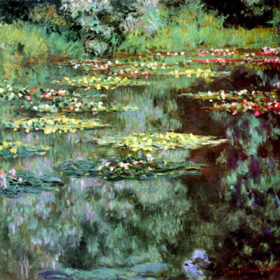 WATER LILY POND 1904 ARTIST'S GARDEN FLOWERS PAINTING BY CLAUDE MONET REPRO