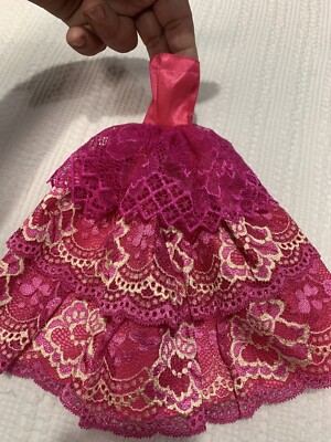 Fuchsia Lace Layered Gown Dress For Barbie 11  Fashion Doll Prom Wedding New!