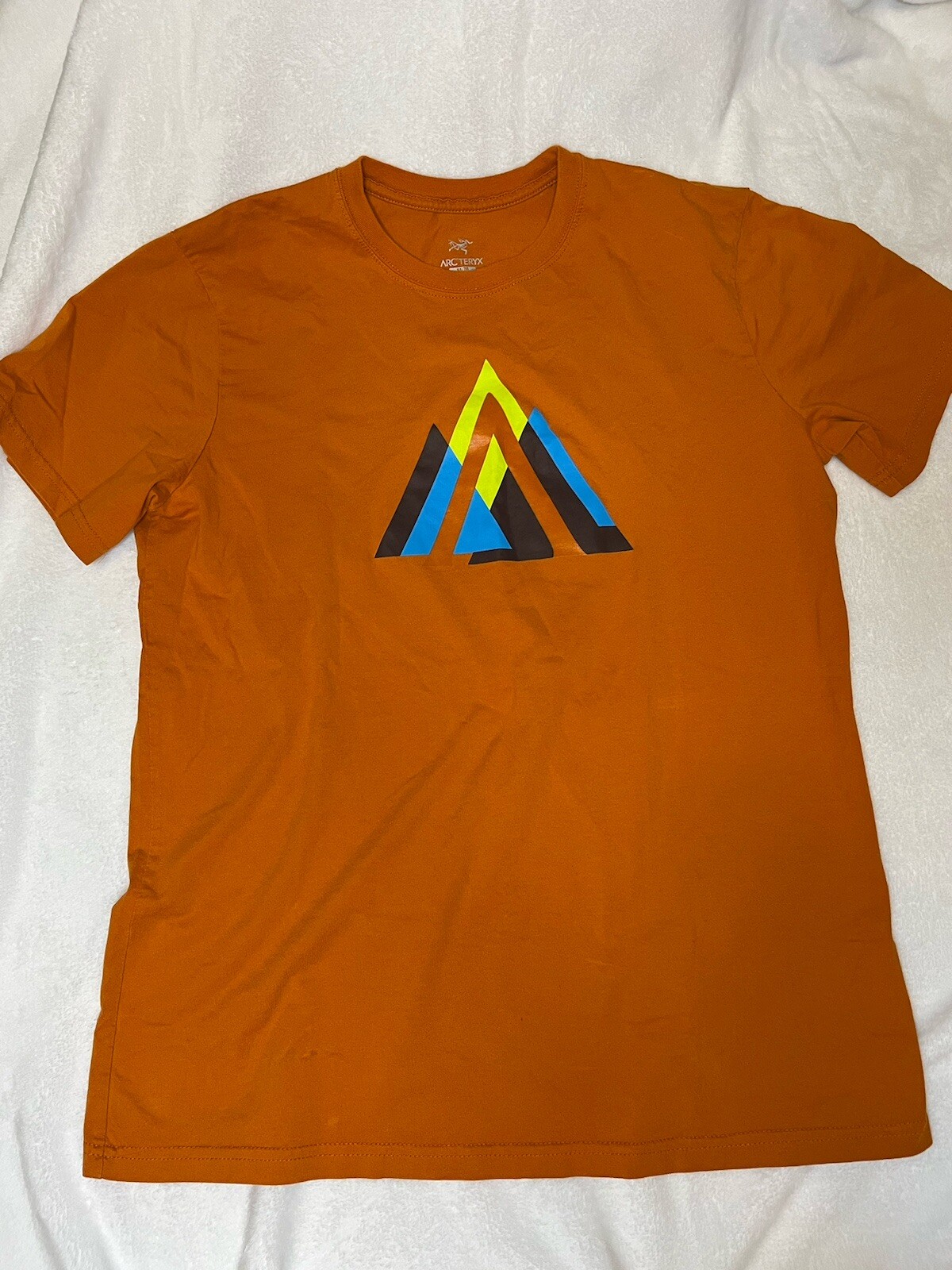 Arc'Teryx T Shirt Uomo Tg M Arancione Grafica Montagna Logo Manica Corta Outdoor