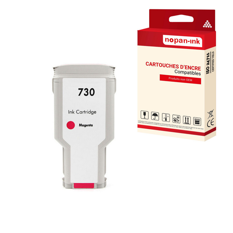 Cartouche HP730 P2V69A magenta NOPAN-INK pour traceur DesignJet