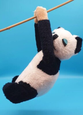 Vintage Panda mit Klett an den Händen 27 cm Kuscheltier Plüschtier Stofftier