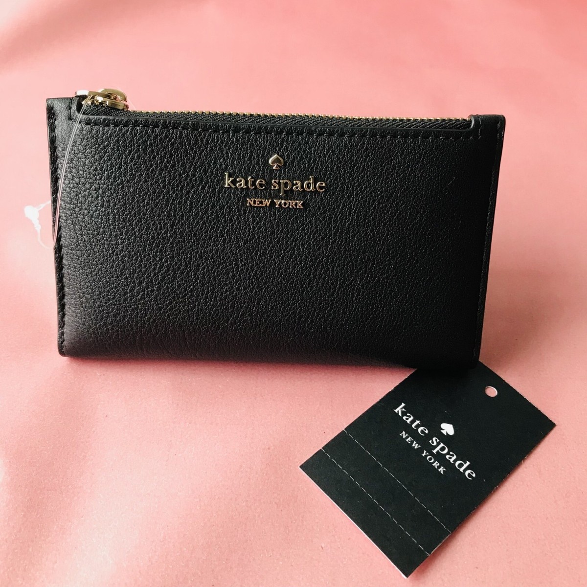 Kate Spade New York Jackson Small Slim Bifold Wallet Black pabbled