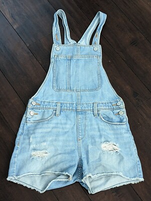 Old Navy Blue Denim Jean Overall Shorts Cut-Offs Sz XL 14-16