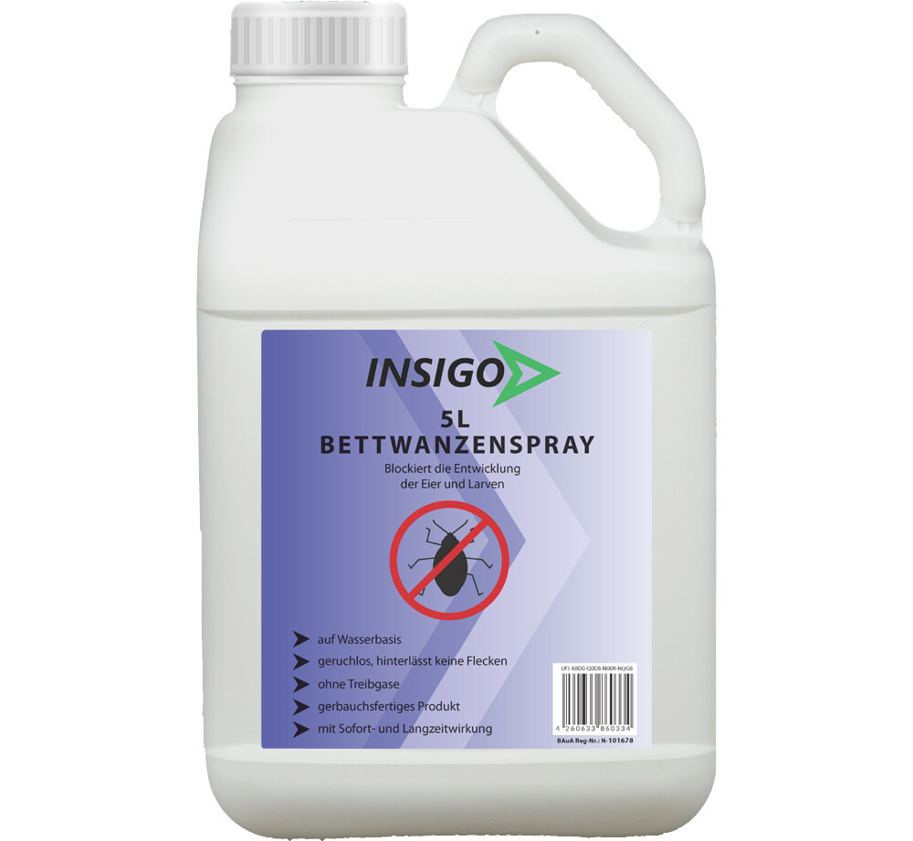 INSIGO 5x5L Anti Bettwanzen Spray Schutz Mittel Gift gegen Wanzen