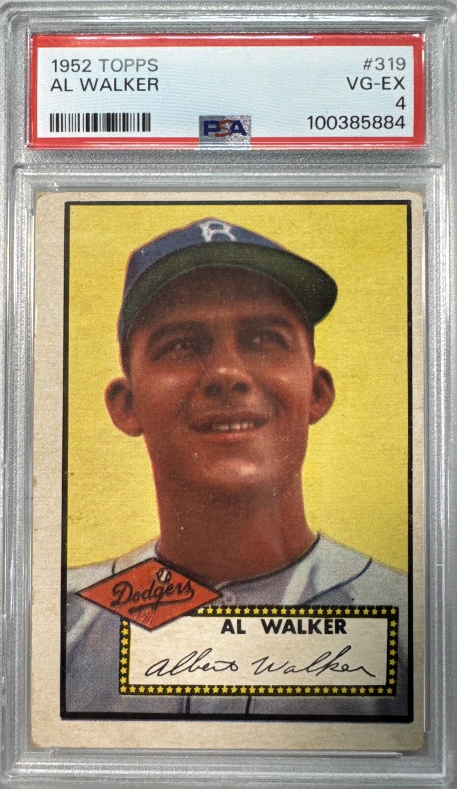 1952 Topps Al Walker # 319 PSA 4 VG-EX