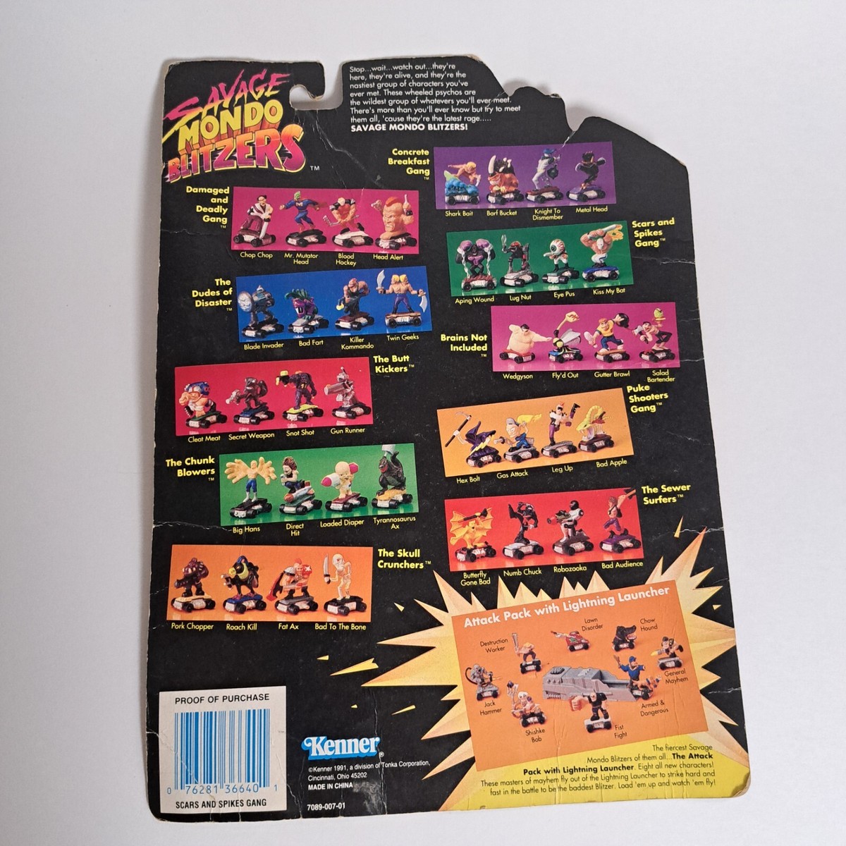vintage 1991 Savage Mondo Blitzers Scars & Spikes Gang lot of 4