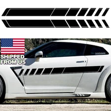 2x Black Sporty Stripe Graphics Car Body Side Door DIY Decal Sticker Universal