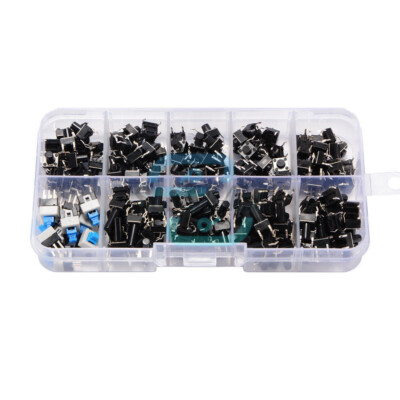 180PCS 10value Momentary Tactile Push Button Touch Switch Kit Box 4PIn ON/OFF