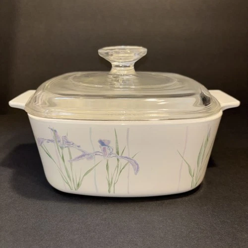 Shadow Iris A1-1/2B Casserole Dish 1.5 Liter with Pyrex Lid Vintage Corning Ware