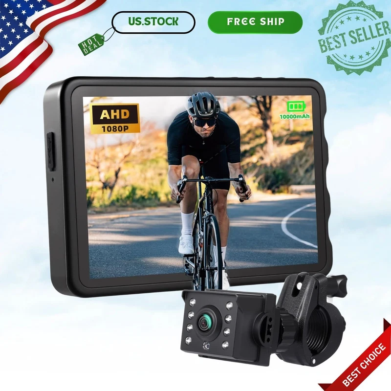 Degree bike camera with rear view screen