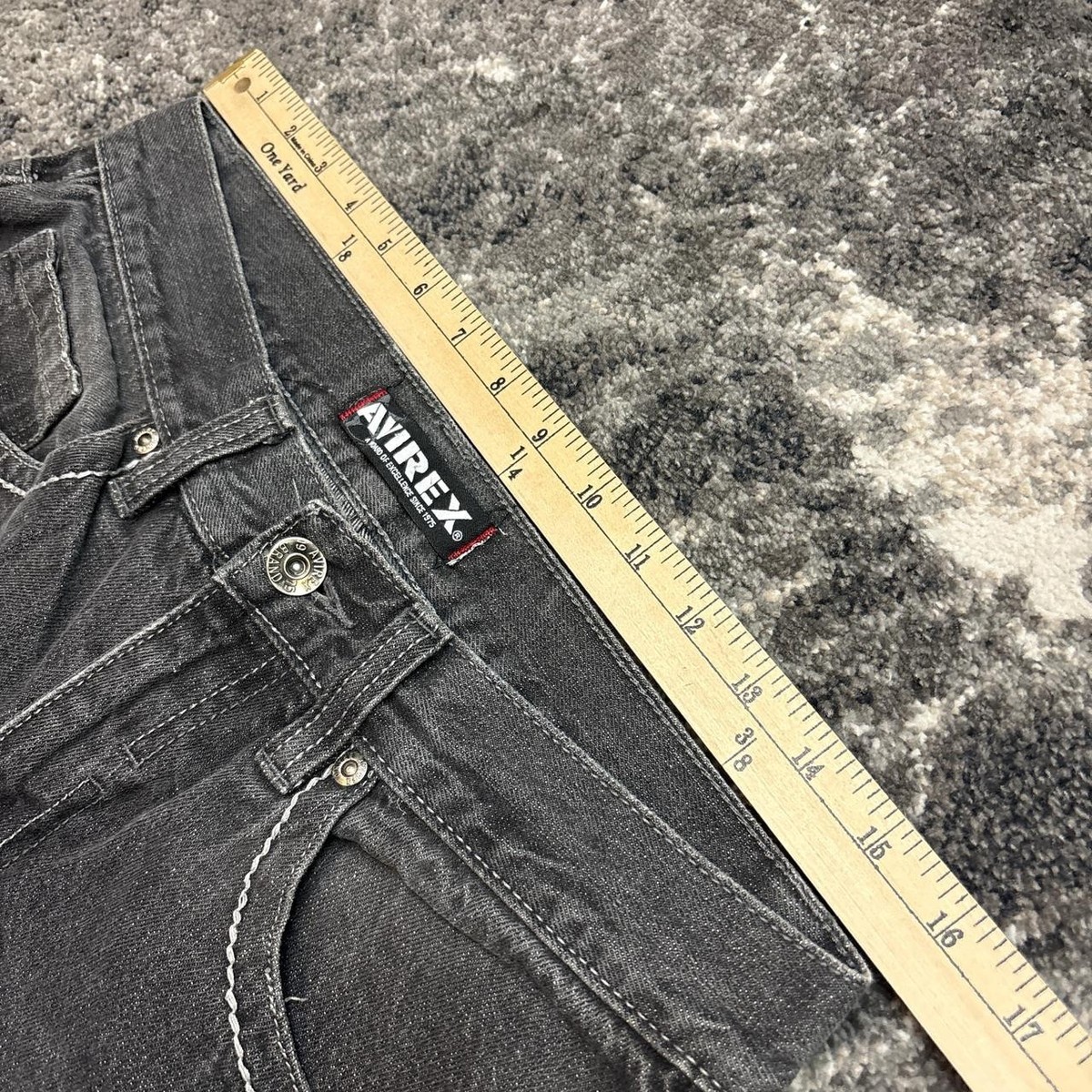 Y2K Avirex Jeans Mens 32x29 Baggy Skull Skeleton Cross Wings