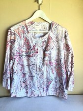Womens Chicos Pastel Paisley Full Zip Long Sleeve 100 Linen Jacket Shirt Size 2