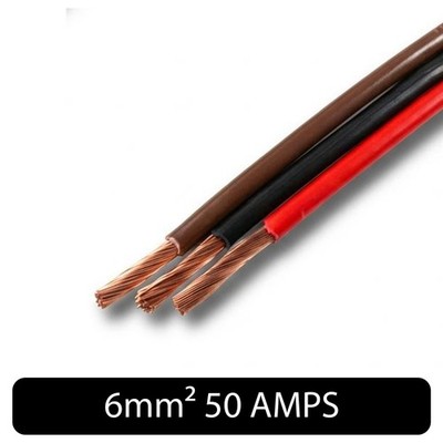 50 AMP 6mm² Einzelader Litze Kupferkabel 12V 24V dünnwandig Draht ROT SCHWARZ