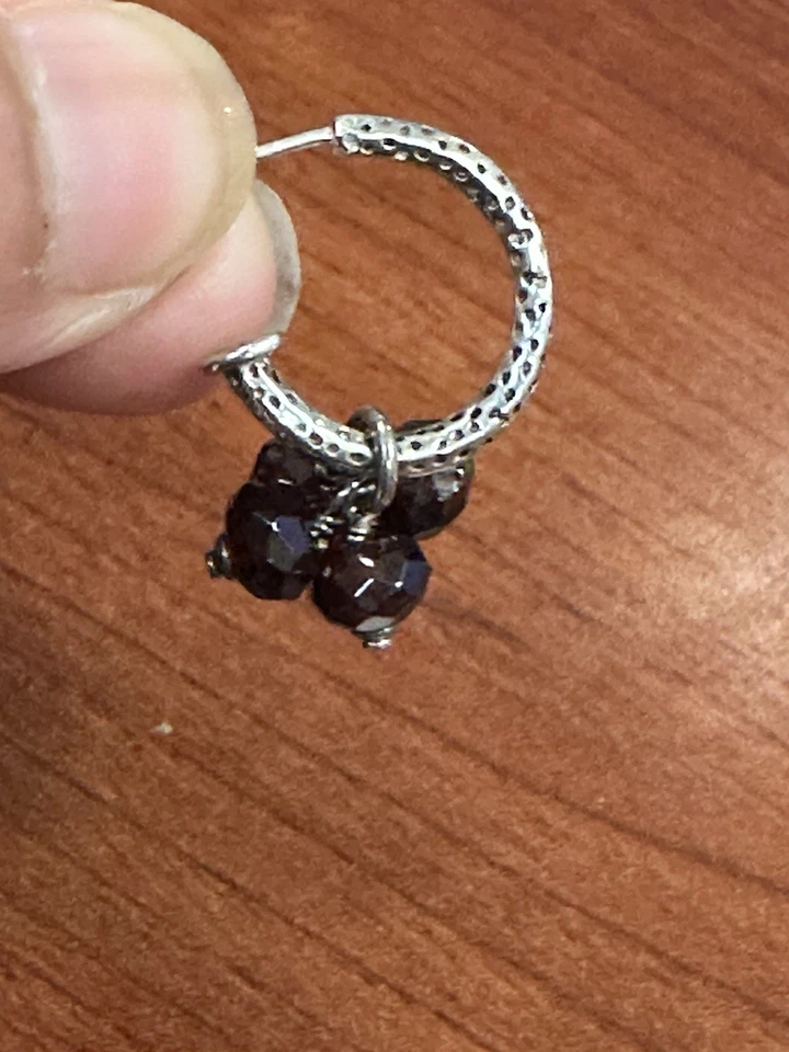 Pendientes Silpada Plata de Ley 925 1/2 Aros Turquesa Citrino Granate Racimo Foto 4 de 4