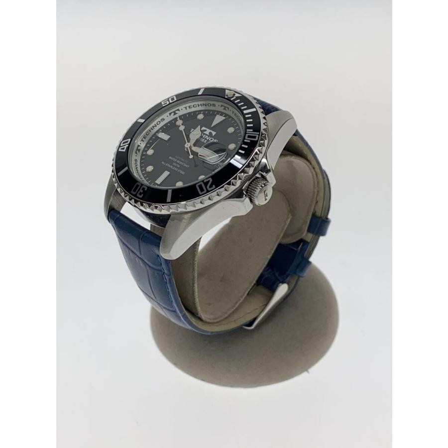 Technos Automatic Watch/Analog/Leather/Black/Blue… - image 2