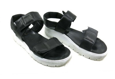 Think! Sing Sandals Size 40 US 9.5-10 Black Leather Upper White Sole
