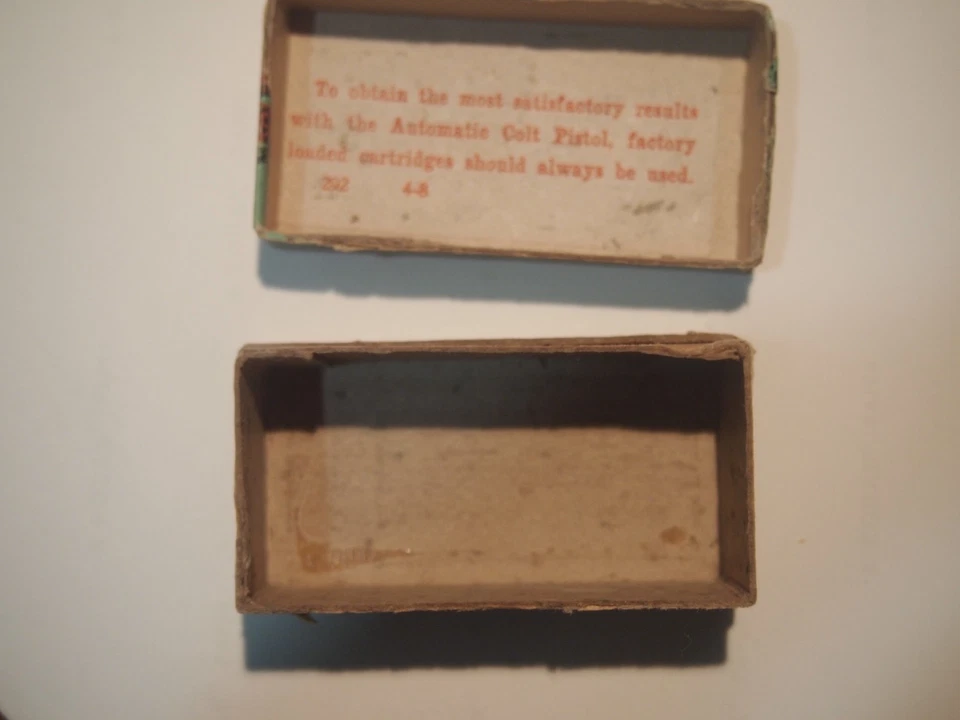 Caixa vazia – Cartuchos de pistola automáticos Winchester .25 originais raros 1910 - Imagem 2 de 4