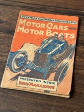 Vintage 1920's MOTOR CARS & MOTOR BOATS Boys Magazine Wonder Book No.6