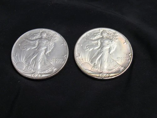 Lot of Two 1947 Walking Liberty Half Dollars P & D UNC