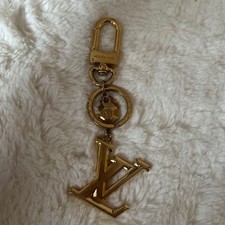 LOUIS VUITTON Key Ring Keychain Bag Charm Gold LV Auth
