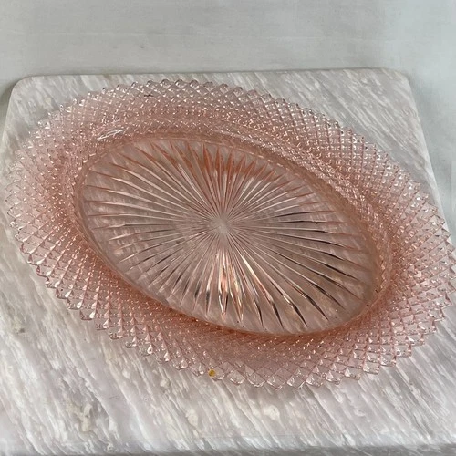 Pink Depression Glass Oval Serving Platter Miss America By Anchor Hocking 12”X9”