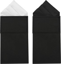 Mens Prefolded Pocket Squares 2 Pack One Size White Peak Black Peak Satin