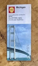 Vintage 1969 Shell Michigan Gas Station Road Map ~ Free Shipping - Excellent