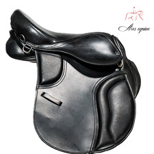 Leather Treeless Horse Saddle 14 Inches Flexible Comfortable Riding Saddle Black