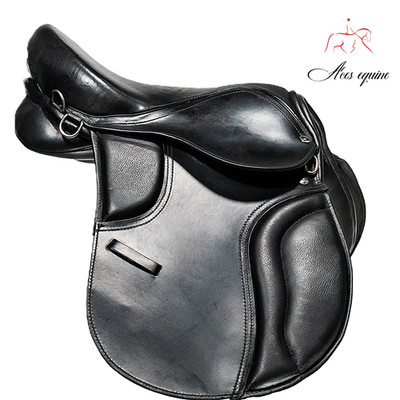 Leder baumloser Pferdesattel 14 Zoll flexibel bequem Reitsattel schwarz