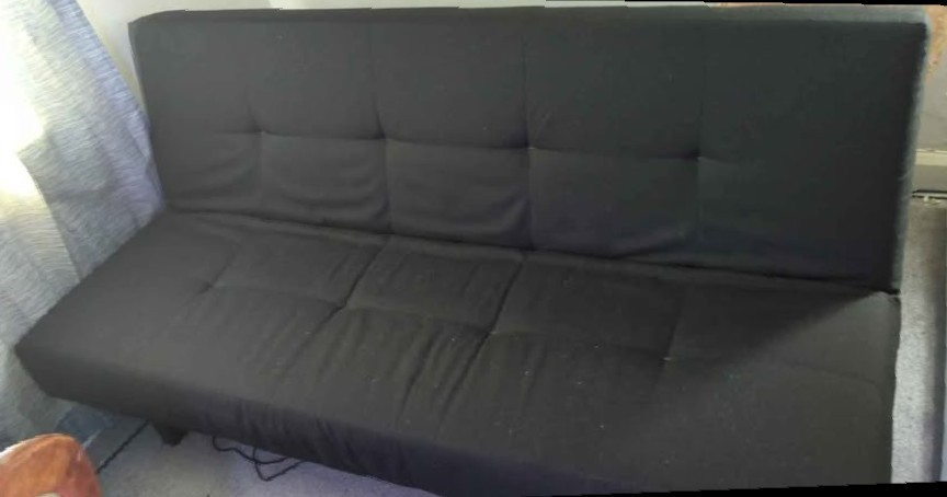 Modern Black Faux Suede Convertible Futon Sofa Bed, Adjustable Couch for Living