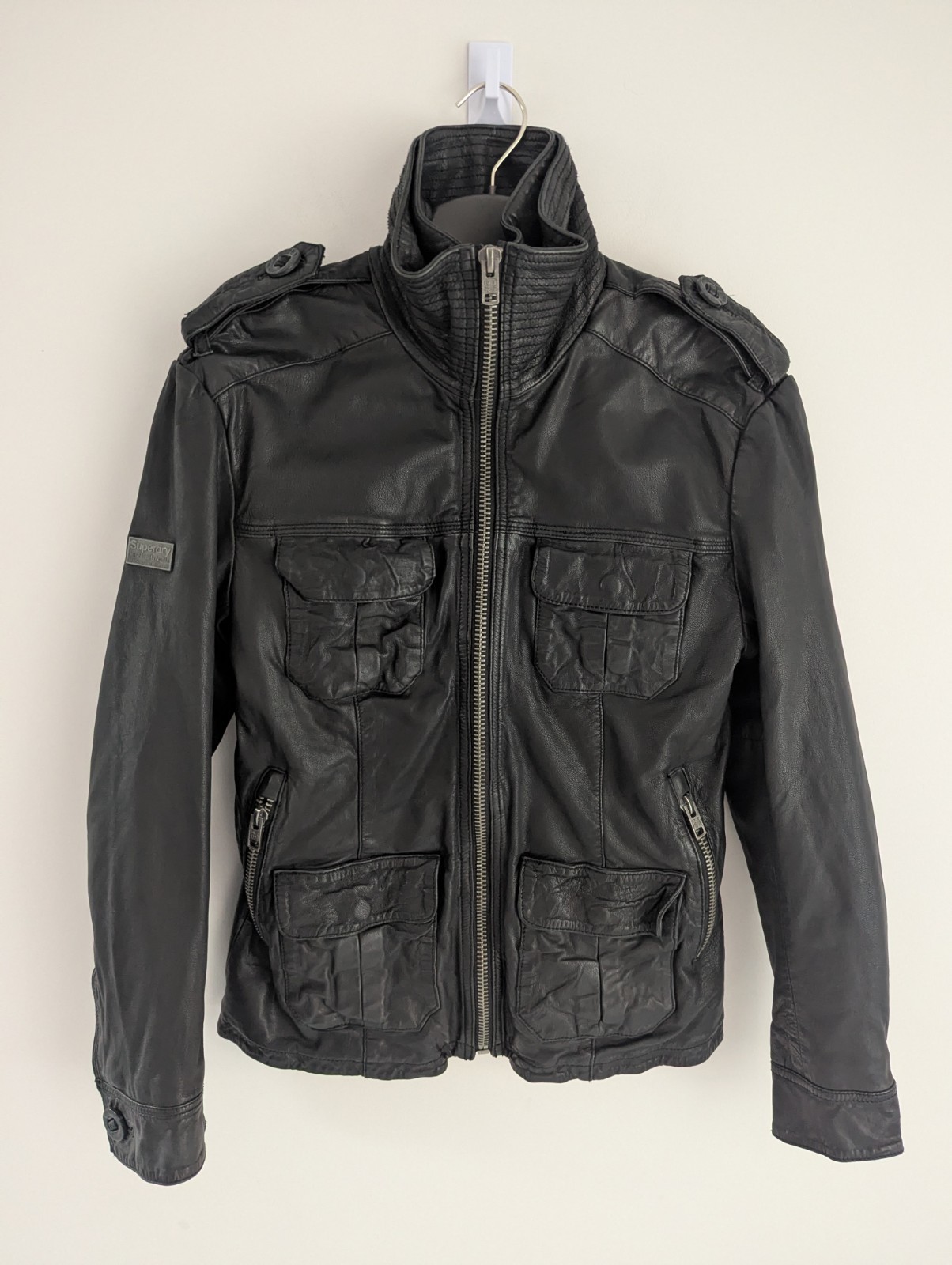 Superdry Mens Black New Brad Hero Leather Jacket. Size Medium. RRP£249.99 image 3