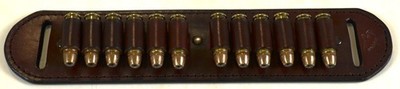 44 Rem Mag / .45 12 Round Ammo Belt Strip Mahogany Leather AMMO NOT INCLUDED