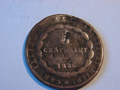 ITALIE. SARDAIGNE & CHYPRE. 5 CENTESIMI 1826 - Photo 1/2