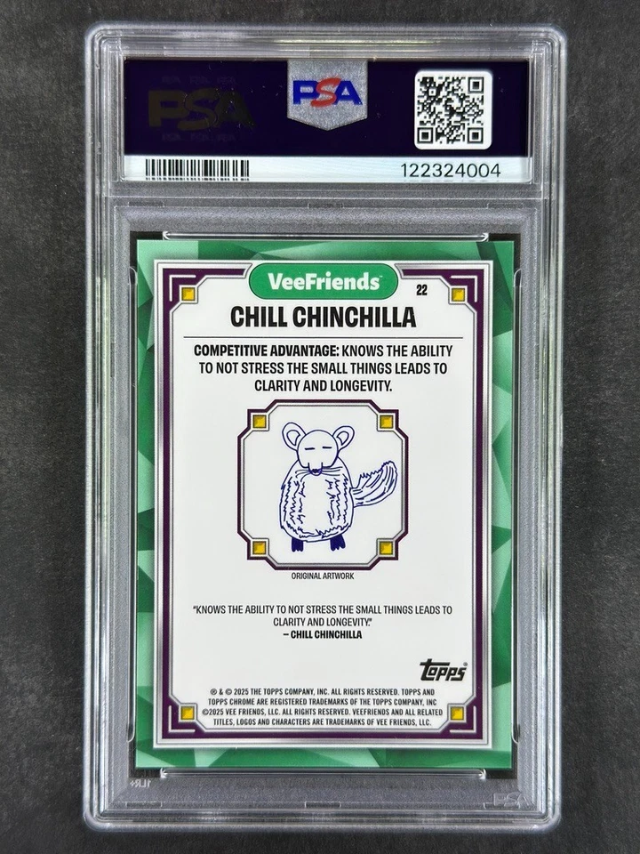 2025 Topps Chrome VeeFriends #22 Chill Chinchilla Gold Refractor /50 PSA 10 Gem - Image 2 of 2
