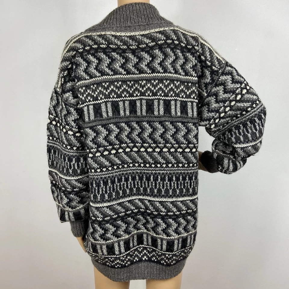 Vtg Peruvian Connection 100% Alpaca Chunky Cardigan Sz M Shawl Collar Sweater - Image 4 of 4