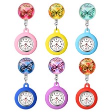 Believe Butterfly Nurse Watch Clip On w Secondhand Stethoscope Lapel Fob Watch