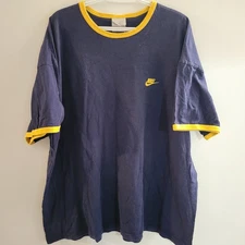 Vintage Y2K Nike Short Sleeve Ringer T-Shirt Men's Size XXL Blue Yellow