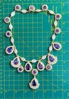 Important Signed Ciner Faux Amethyst Teardrops Necklace-Rare Big Opulent Design — photo 7