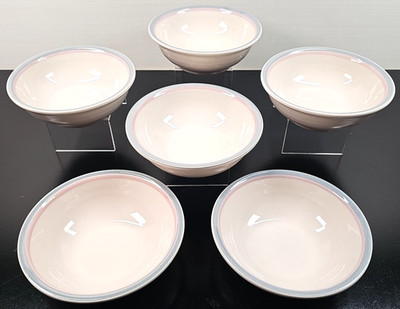 (6) Pfaltzgraff Aura Pink Soup Cereal Bowls Set Vintage Serving Dishes Retro Lot