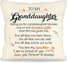 To My Graddaughter Gift for Girl Decorative Throw Pillow Cover Gift for Granddau