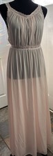 Vintage Miss Elaine Pink Full Sweep Long nightgown Pink Peek A Boo Bust Nylon L