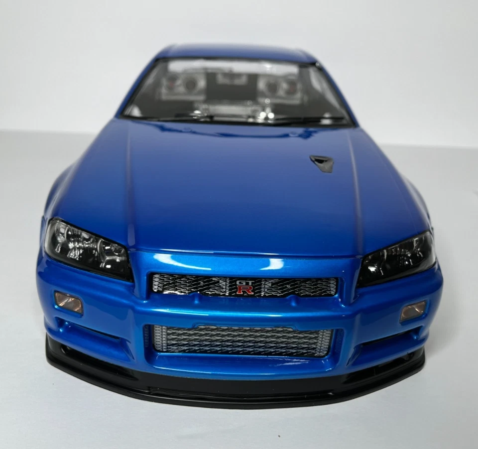 Carrocería Nissan Skyline R34 1/10 RC acabado azul GT-R BNR34 RC Drift Foto 3 de 4